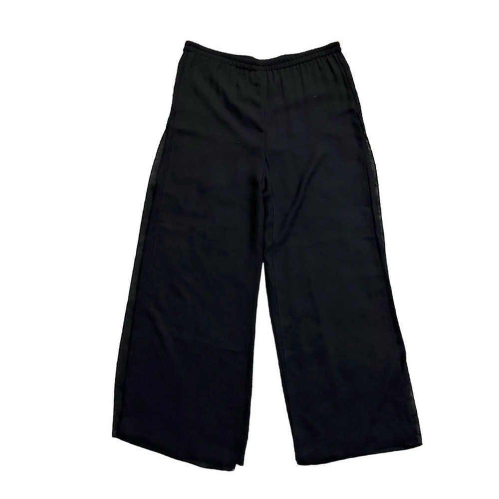 Adrianna Papell Evening Essentials Palazzo Black Sheer Overlay Pants Sz 8 - Picture 2 of 8
